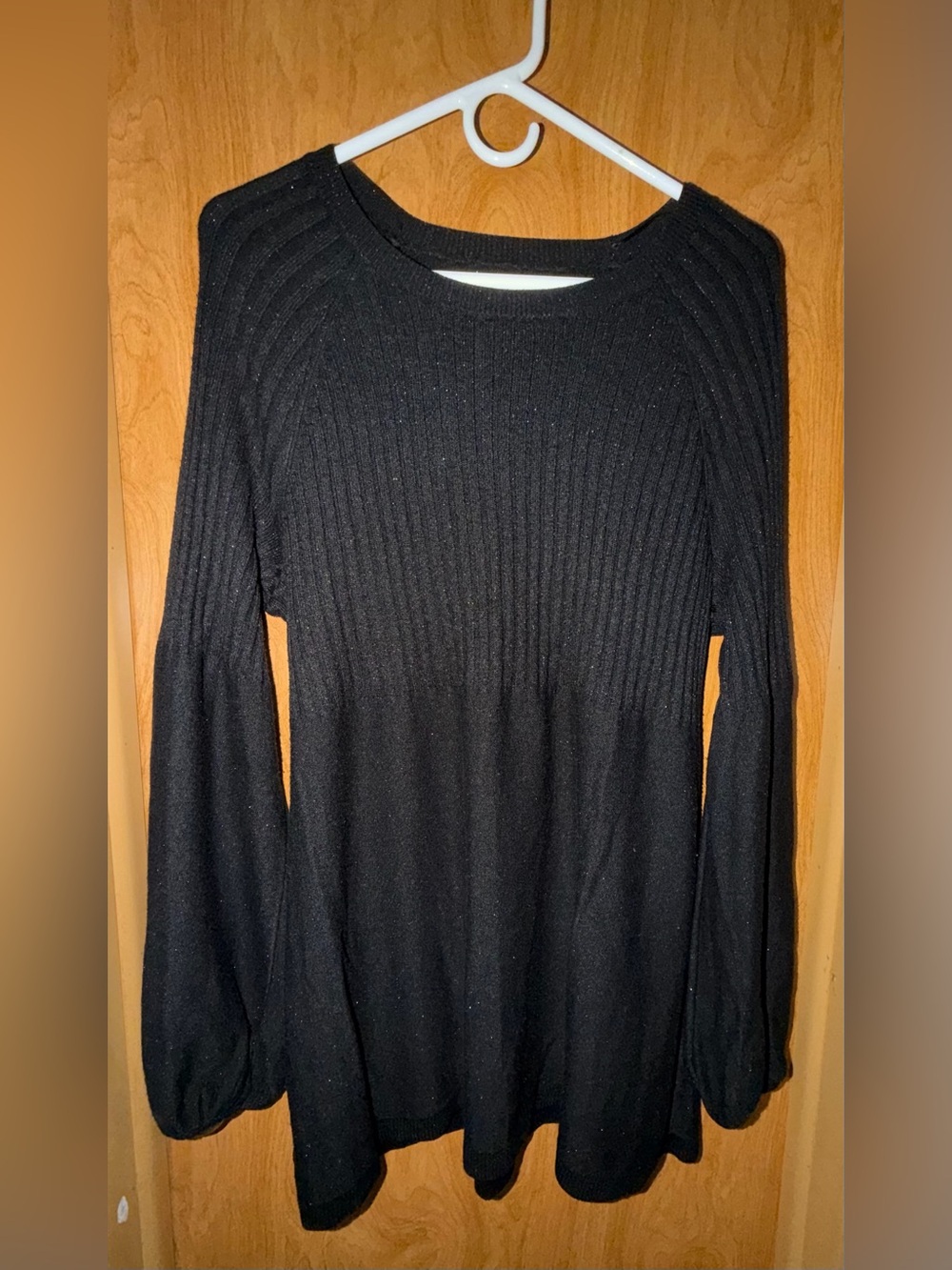 APT 9 Black Ribbed Knit Long Sleeve Sweater Black With Glitter Size XXL